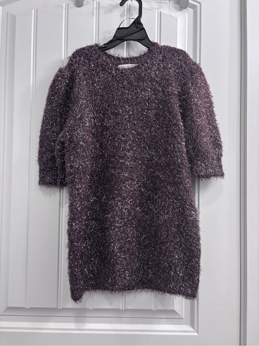 Rachel Zoe Metallic Fuzzy Short-Sleeve Sweater
